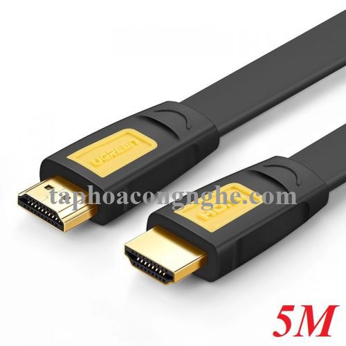 Ugreen 11187 5M màu Vàng Cáp tín hiệu HDMI chuẩn 1.4 hỗ trợ phân giải 4K * 2K cáp dẹt HD101 30011187